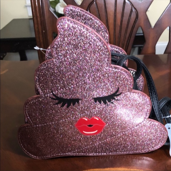 Cute Sparkly MultiColor Poop Emoji Purse Strap Bag - Picture 1 of 8
